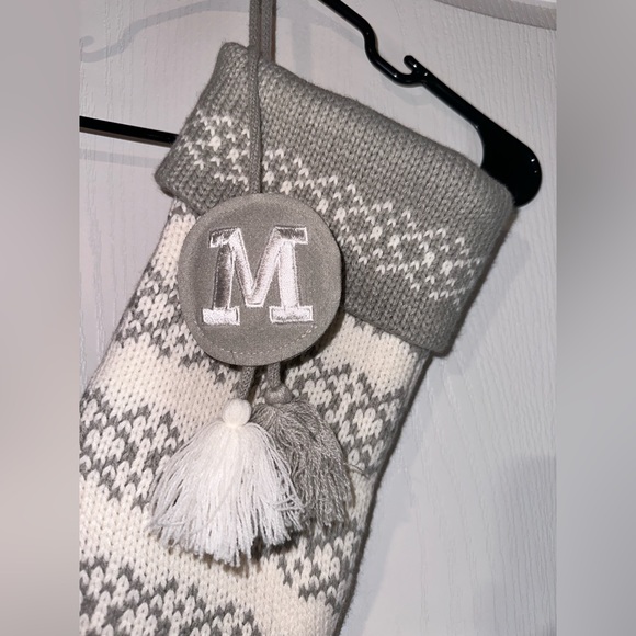 Wonder shop by target stocking Christmas grey white letter m - Picture 2 of 7